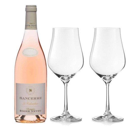 Sancerre Rose Domaine Roger Neveu  Rose Wine And Crystal Classic Collection Wine Glasses